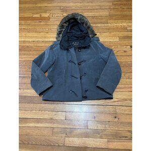 Barbour Charcoal Utility Jacket with Faux Fur Trim